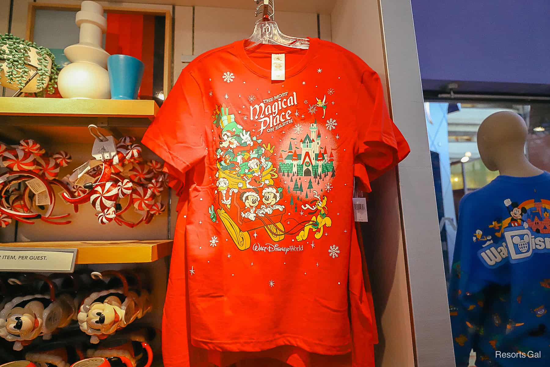 A red holiday t-shirt that says the Most Magical Place on Earth 