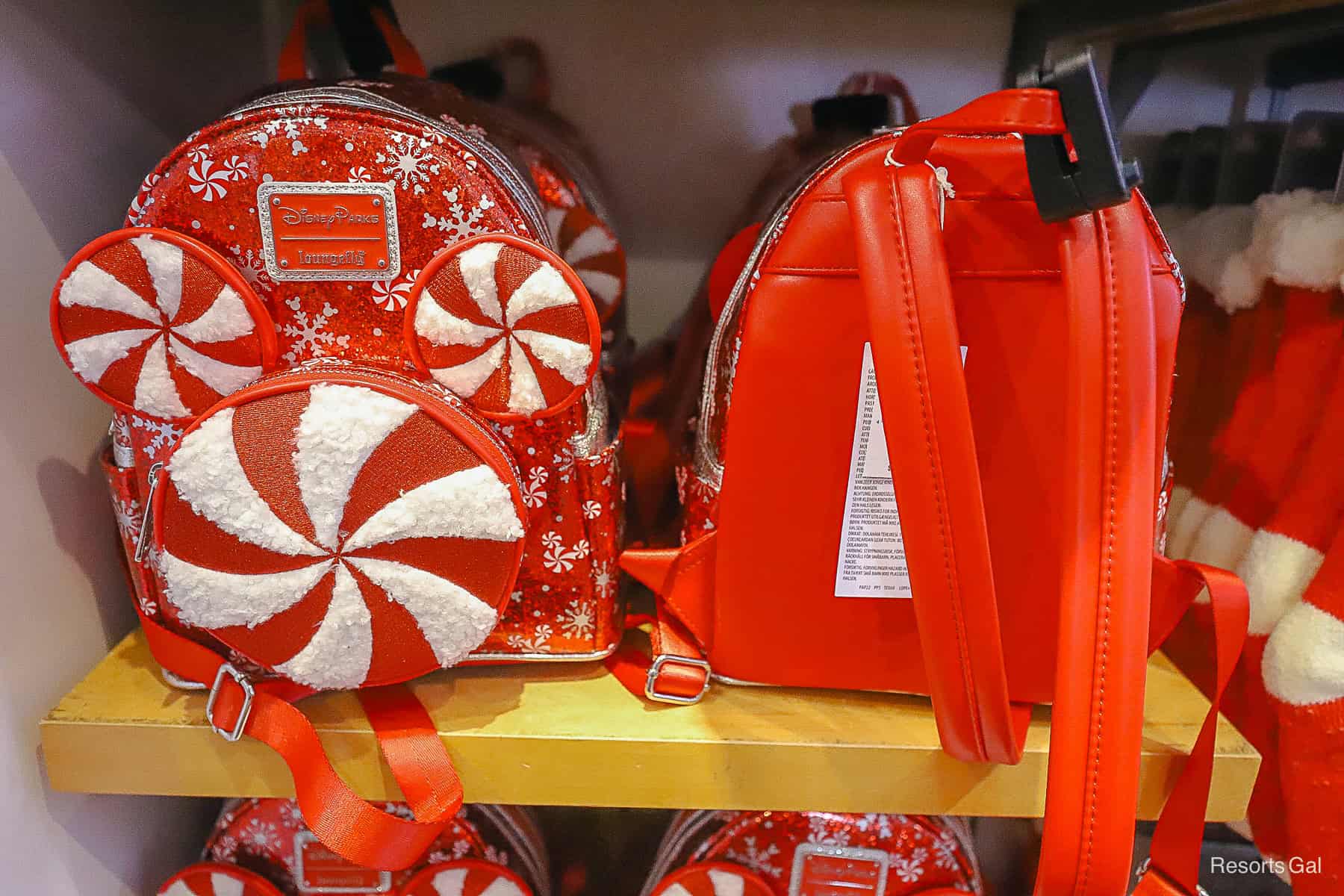 shows the front and back of the peppermint Loungefly 