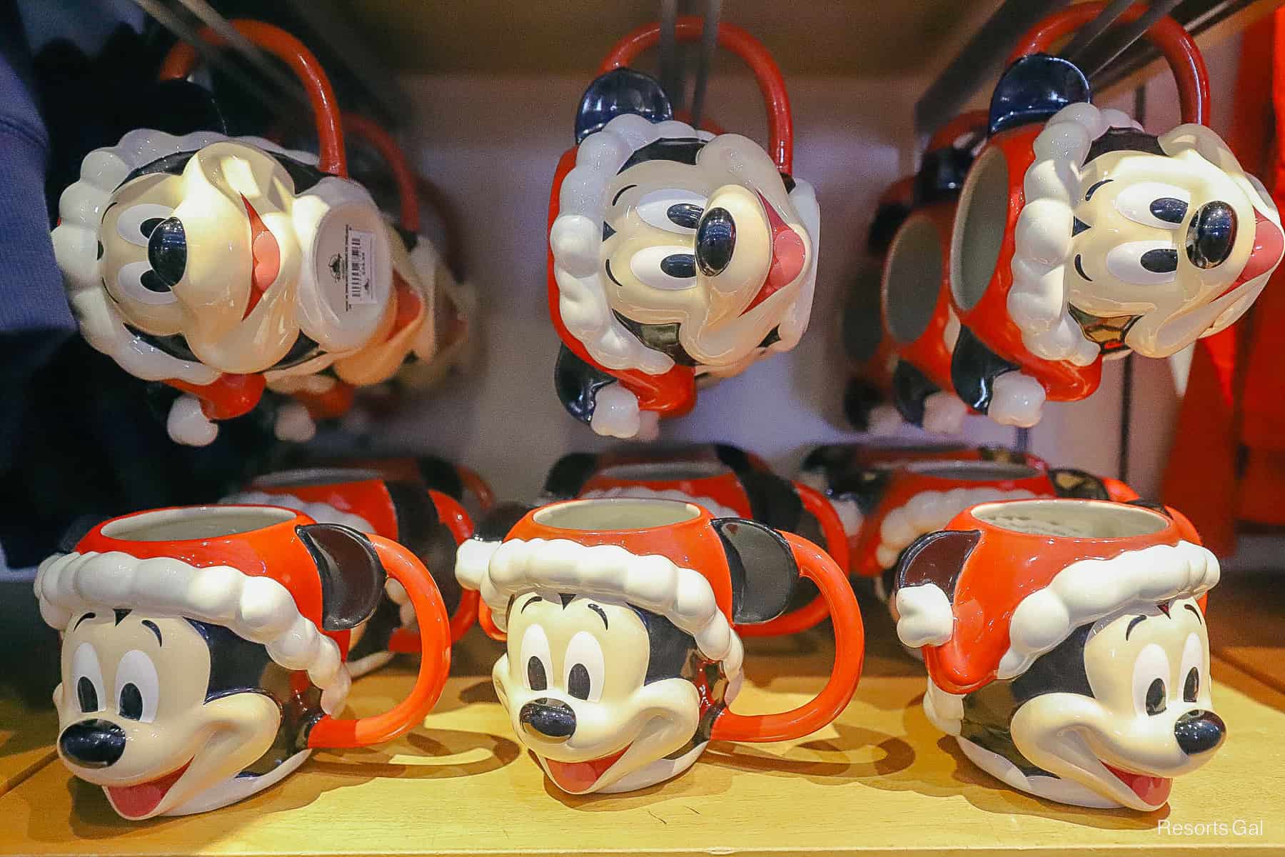 coffee mugs designed to look like Santa Mickey Mouse 