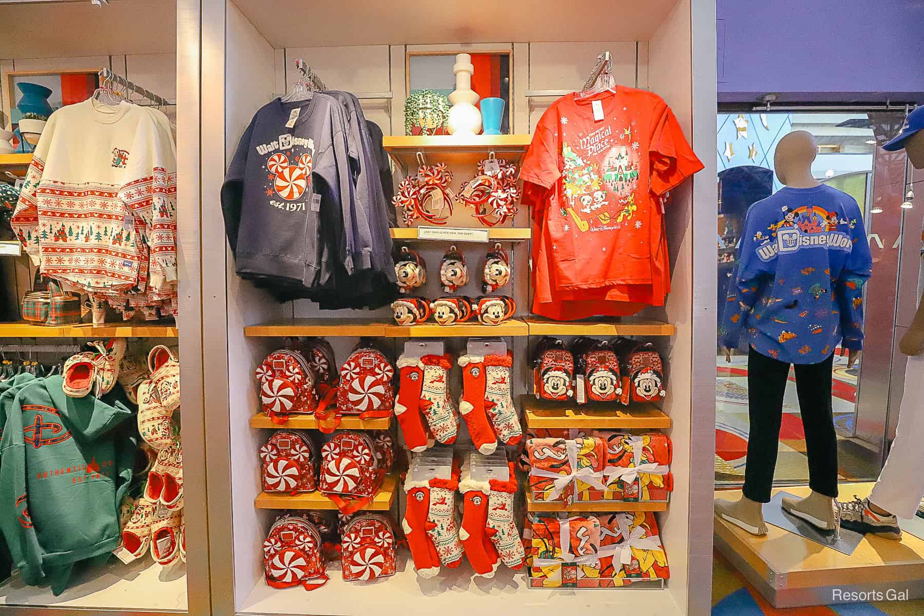 a display with peppermint themed merchandise 