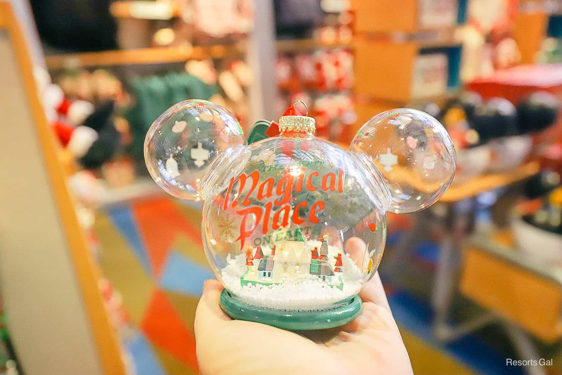 a snow globe Mickey ornament 