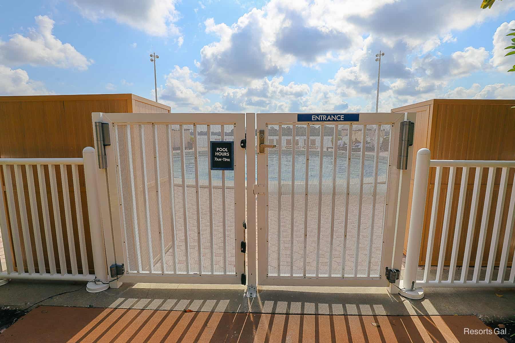 pool hours are posted on the entrance to the pool 