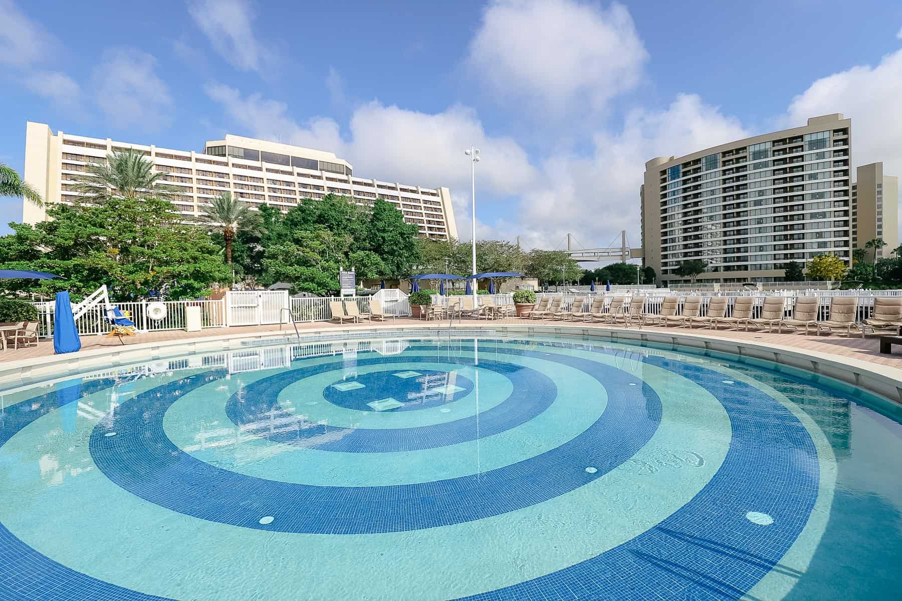 a view of Contemporary Tower and Bay Lake Tower from the pool 