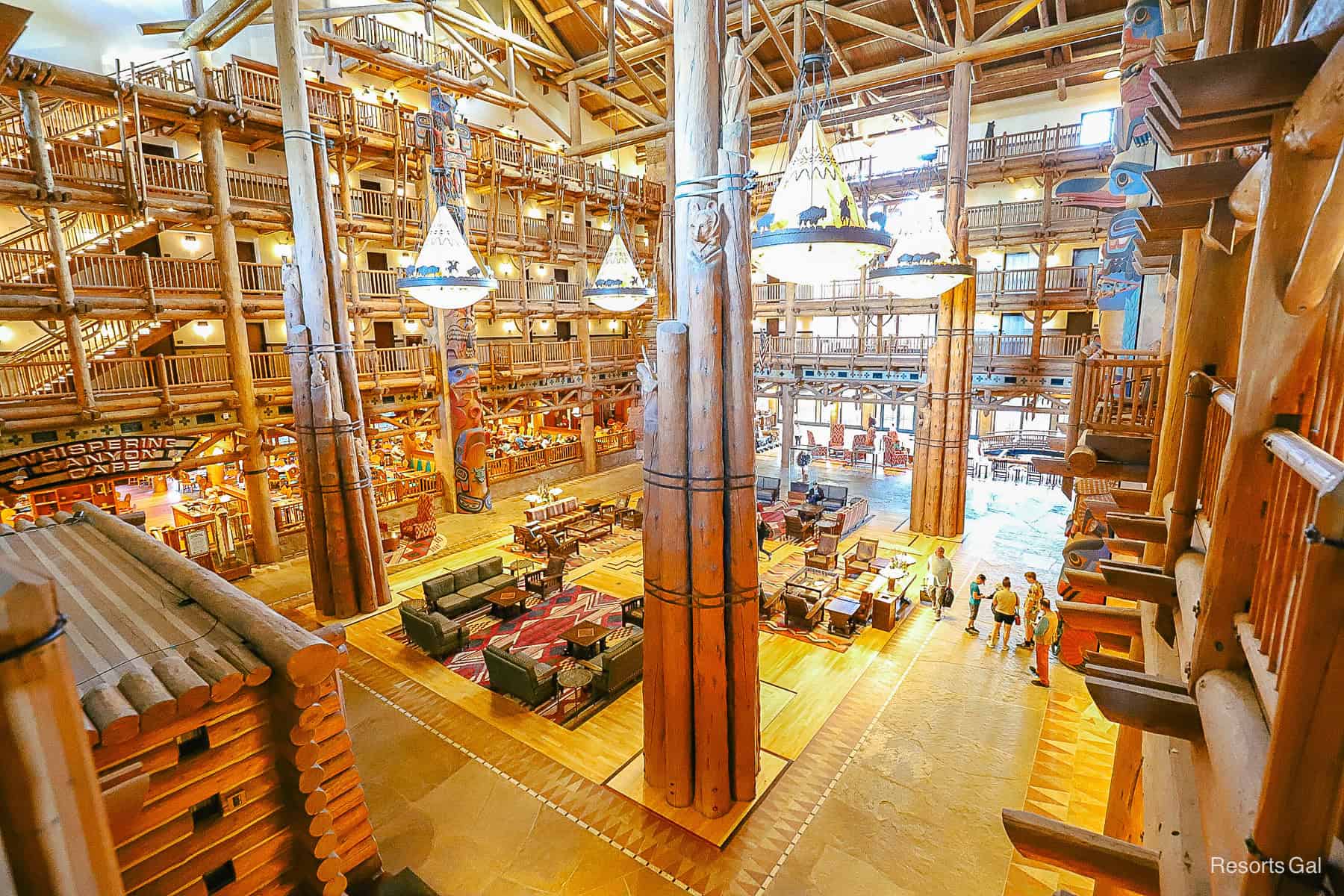 the lobby of Disney's Wilderness Lodge