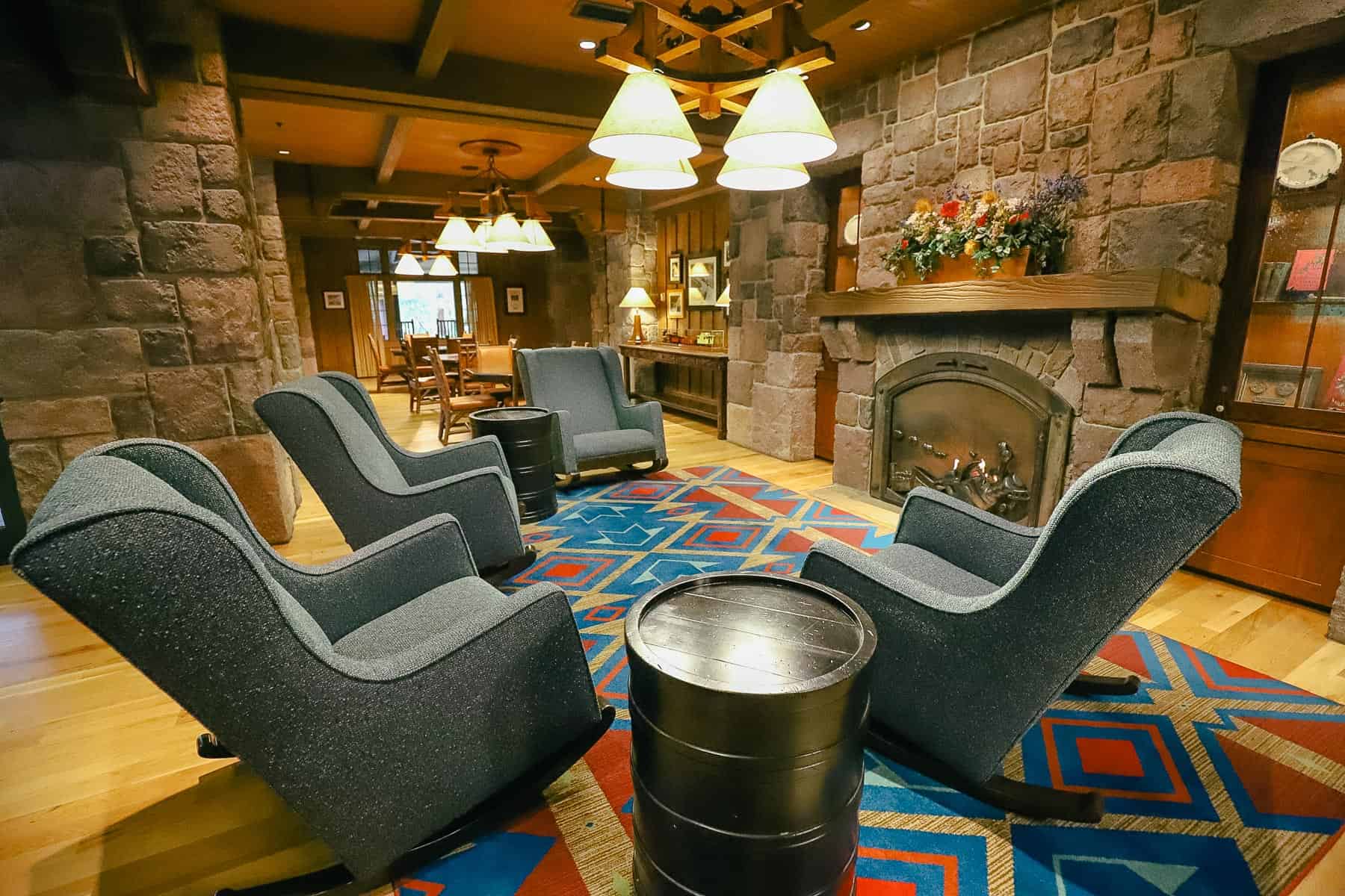 a lobby at Disney's Wilderness Lodge 