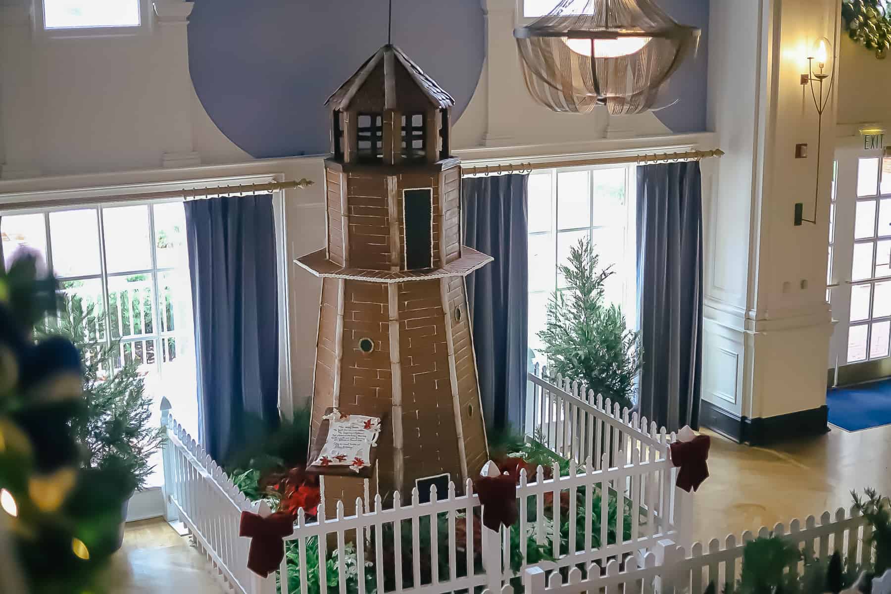 Yacht Club's gingerbread lighthouse taken from the second floor balcony. 