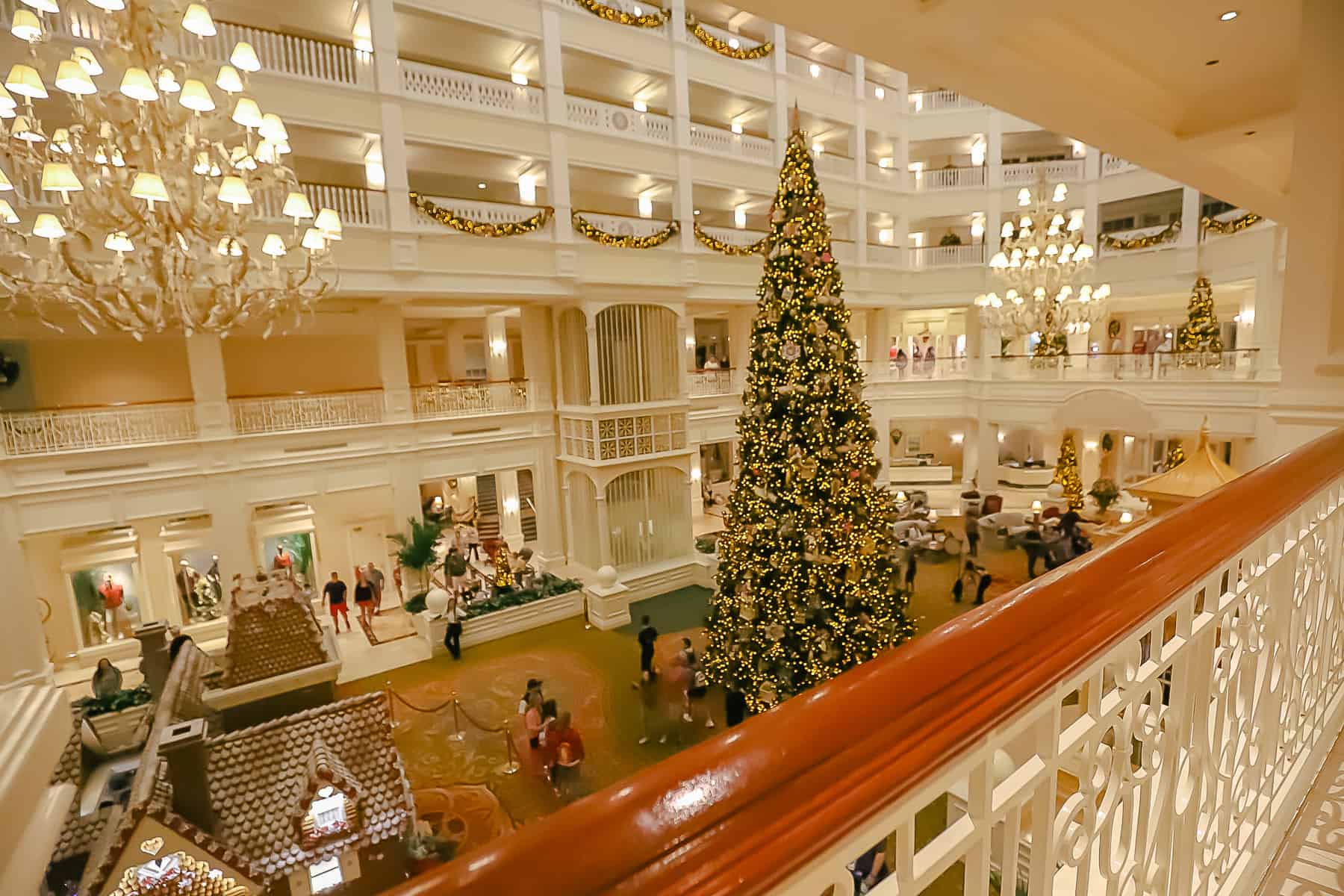 A view from the balcony looking down to the Christmas Tree. 