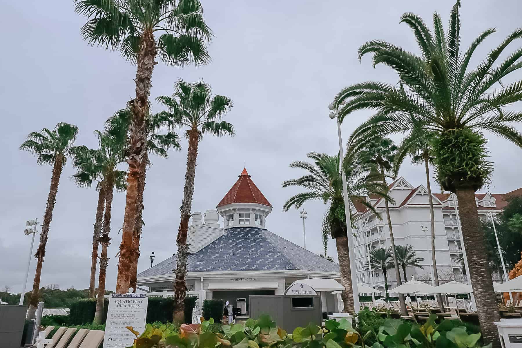 the pool bar at Grand Floridian receiving a new roof 
