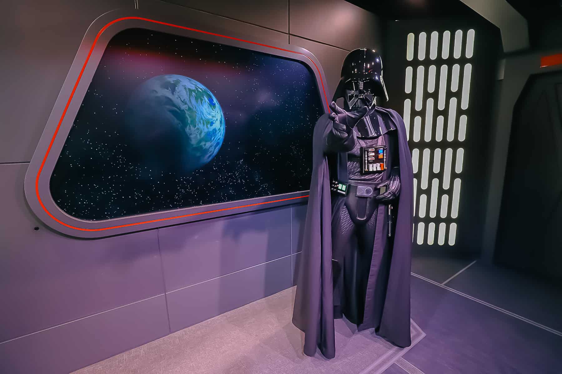 Darth Vader trying to use the force at his meet-and-greet at Hollywood Studios. 