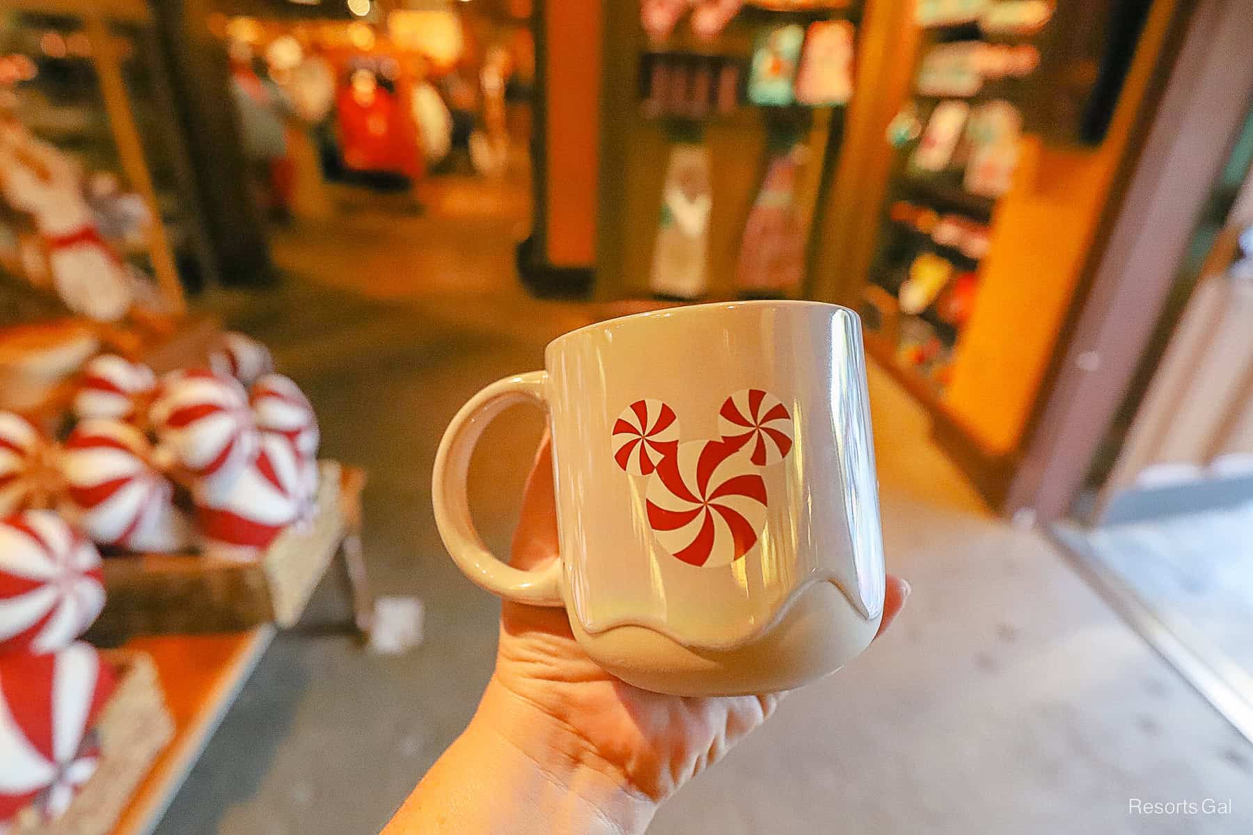 the peppermint Mickey side of the mug