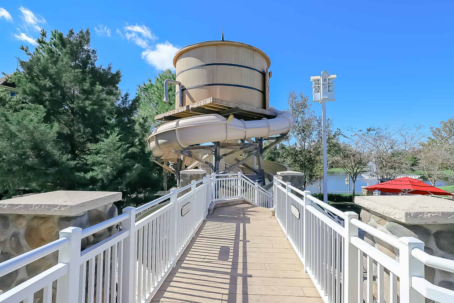 the Paddock Pool water slide at Saratoga Springs 