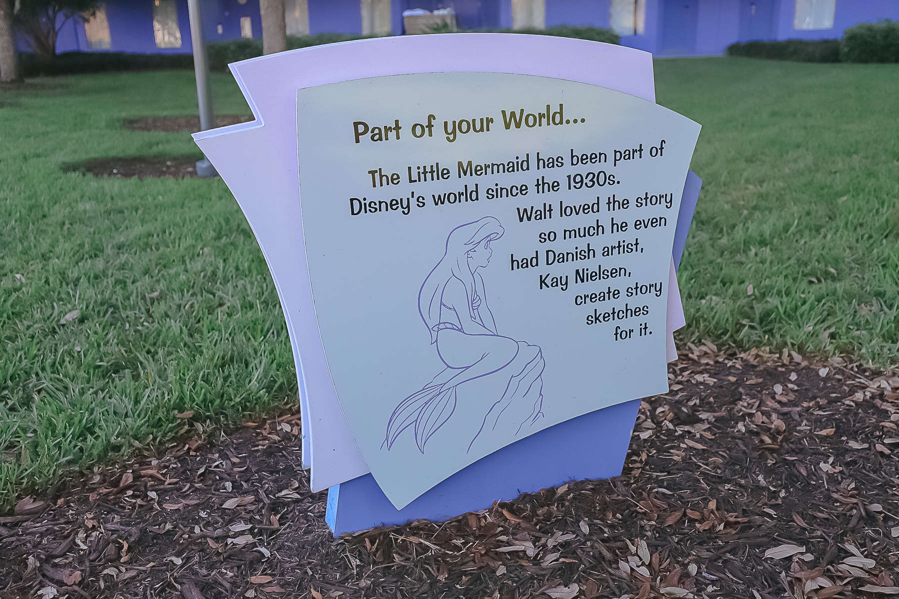 Little Mermaid fun fact signs along Hourglass Lake 