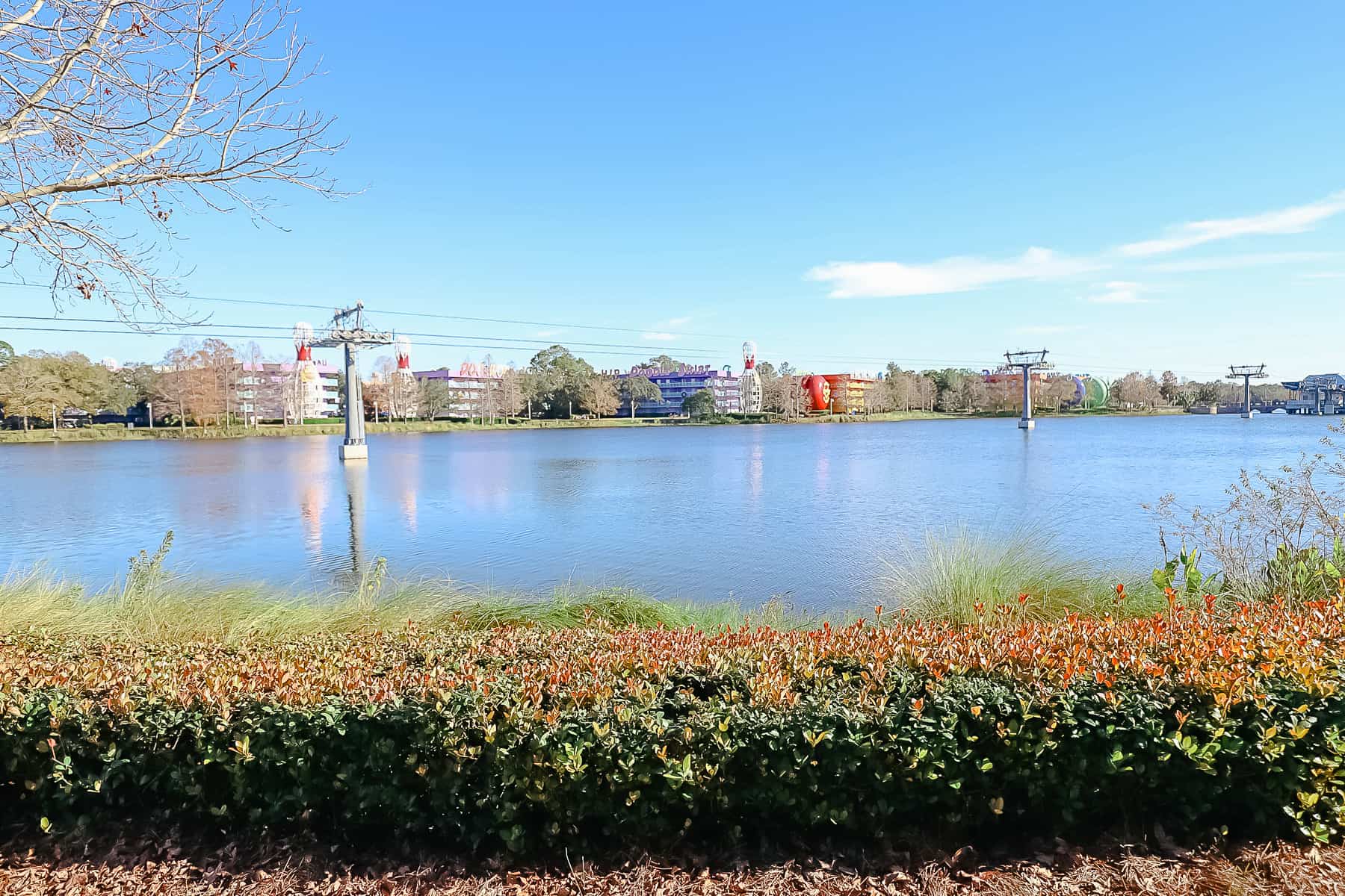 view across Hourglass Lake from Art of Animation 