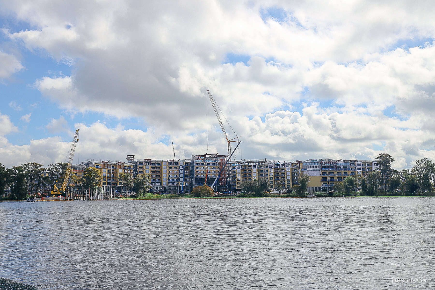 Disney Lakeshore Lodge as seen from Bay Lake in October 2025