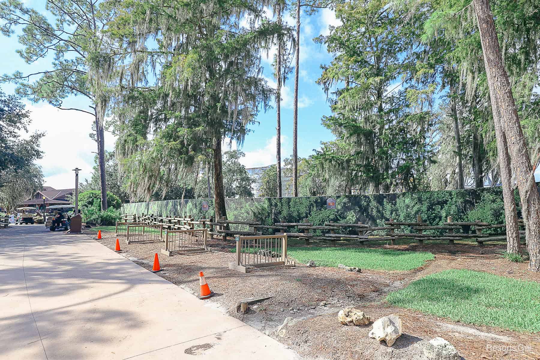 the tarp forest fence at Fort Wilderness to camouflage construction