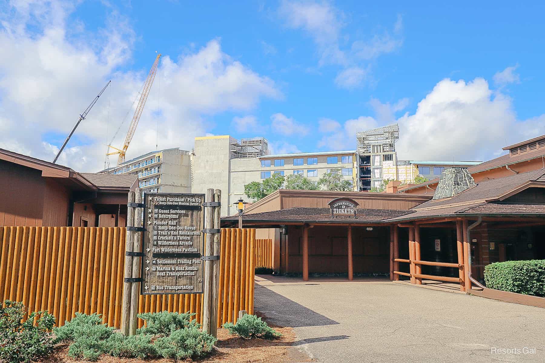 Lakeshore Lodge towers over Pioneer Hall in October 2025