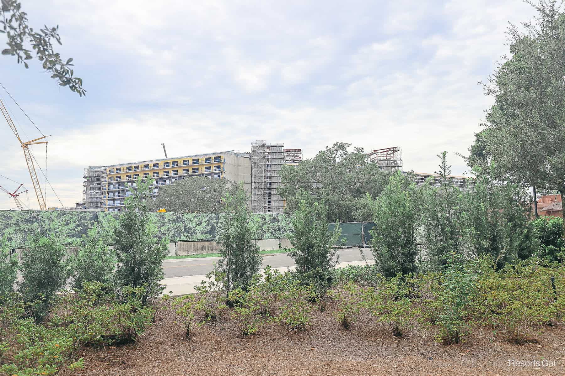 a view of Lakeshore Lodge construction August 2025 taken from the Settlement bus stop