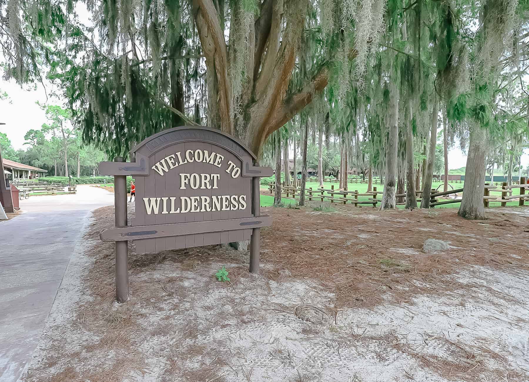 sign that says Welcome to Disney's Fort Wilderness 