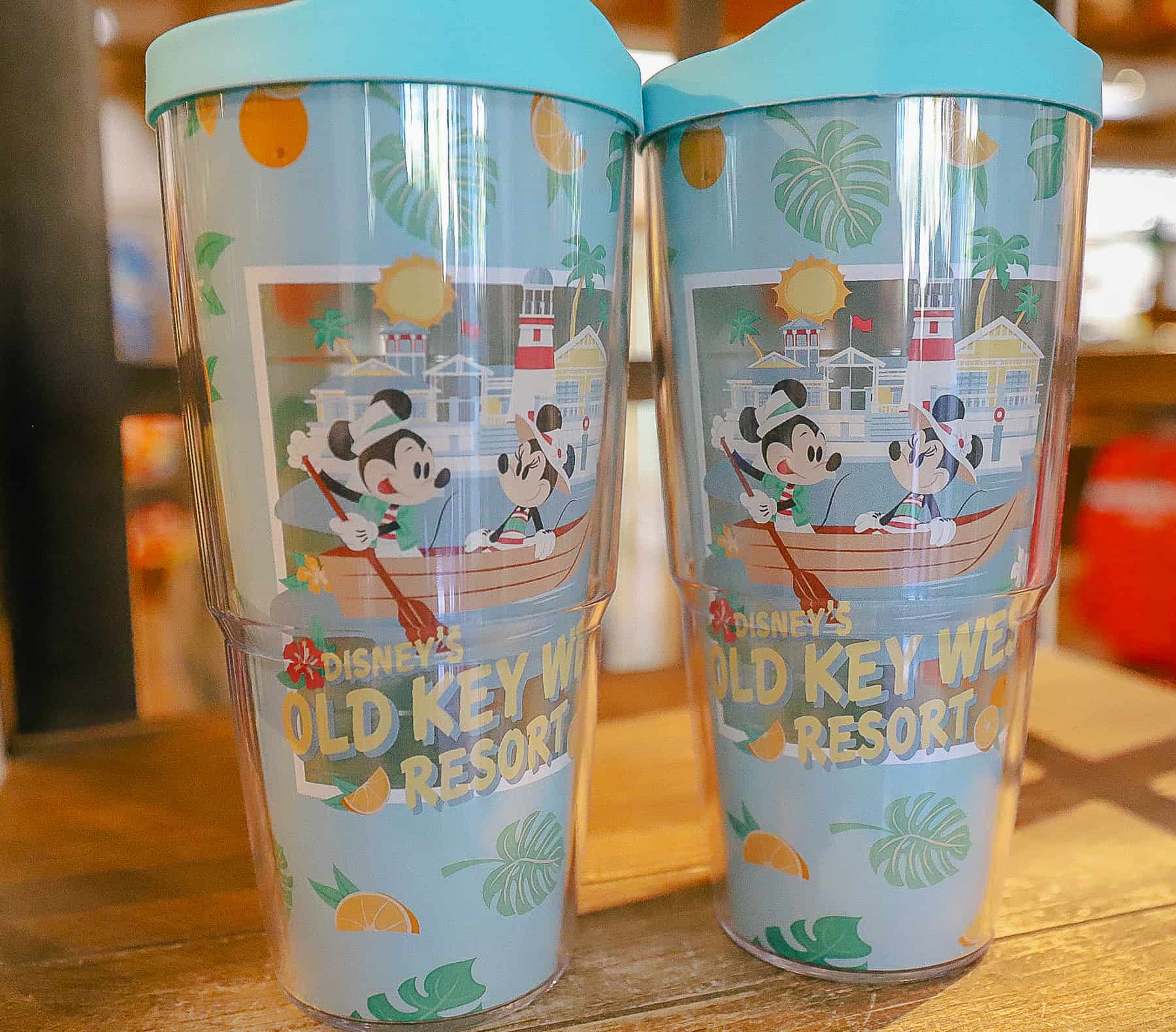 a tumbler with Mickey and Minnie Mouse at Old Key West 