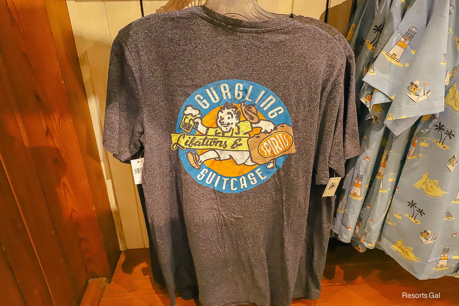 back side of the logo t-shirt with Gurgling Suitcase