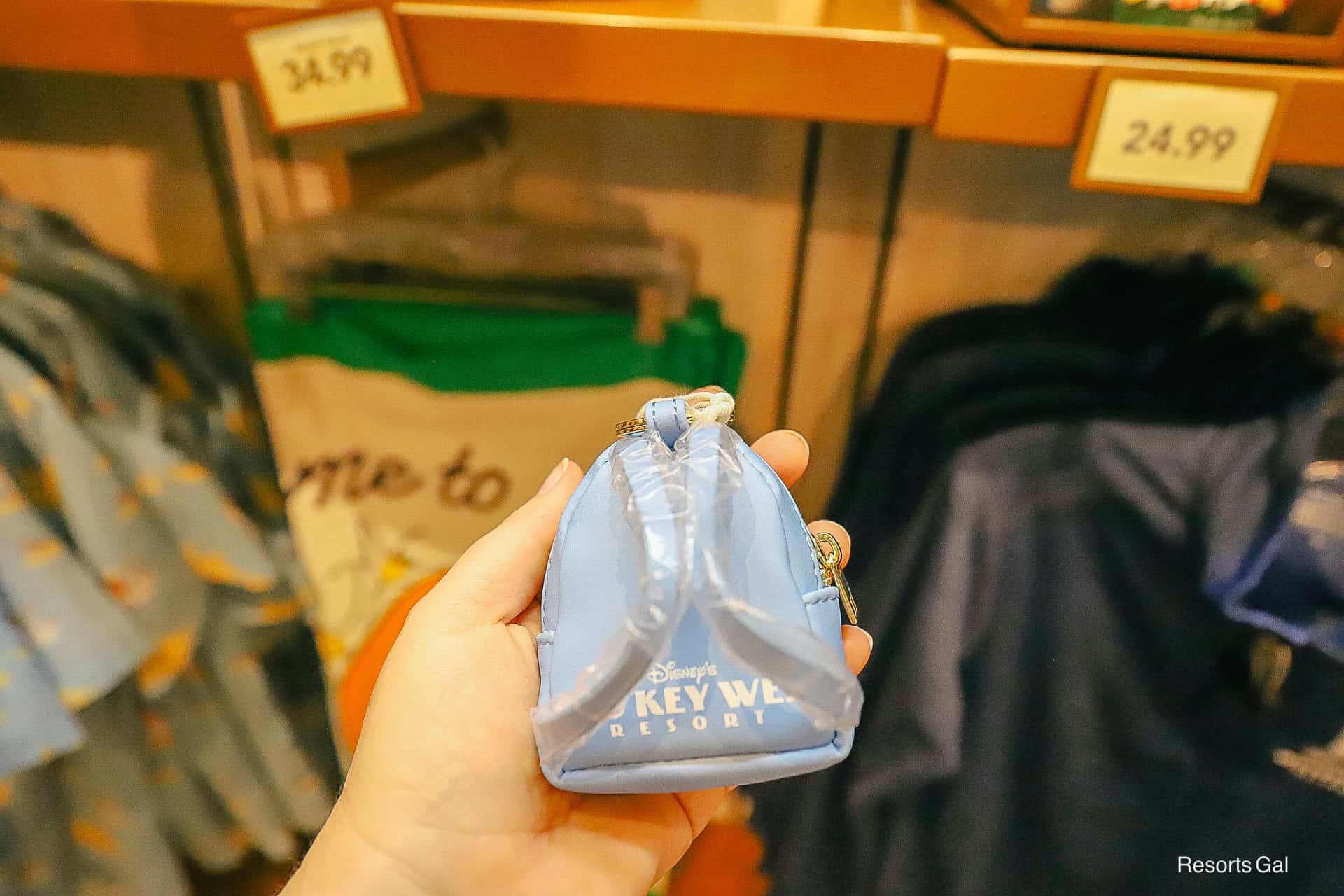 Old Key west blue backpack mini key chain back