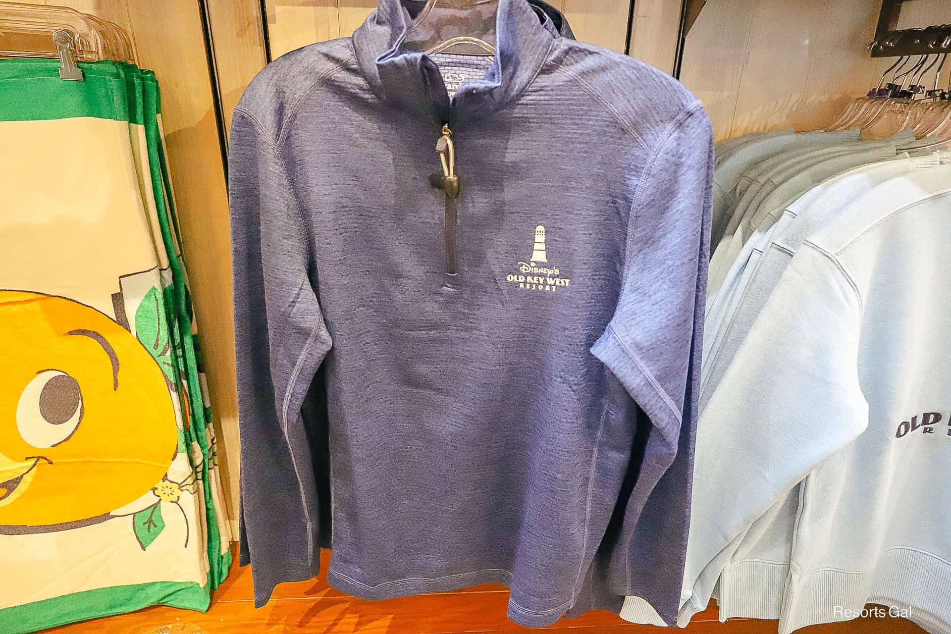 Vineyard Vines navy blue partial zip-up pullover with Old Key West logo