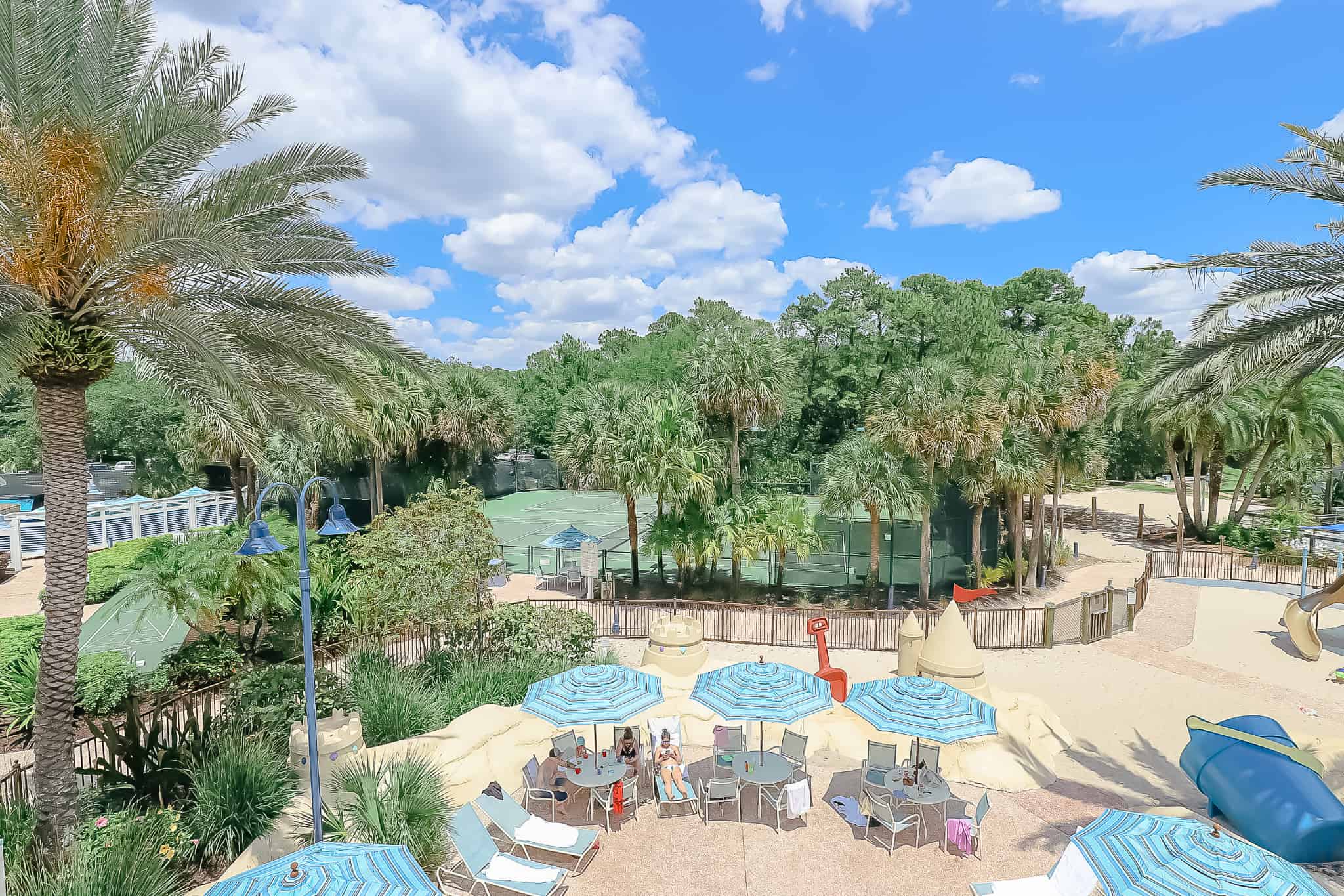 view from the top of the water slide at the Sandcastle Pool at Old Key West 