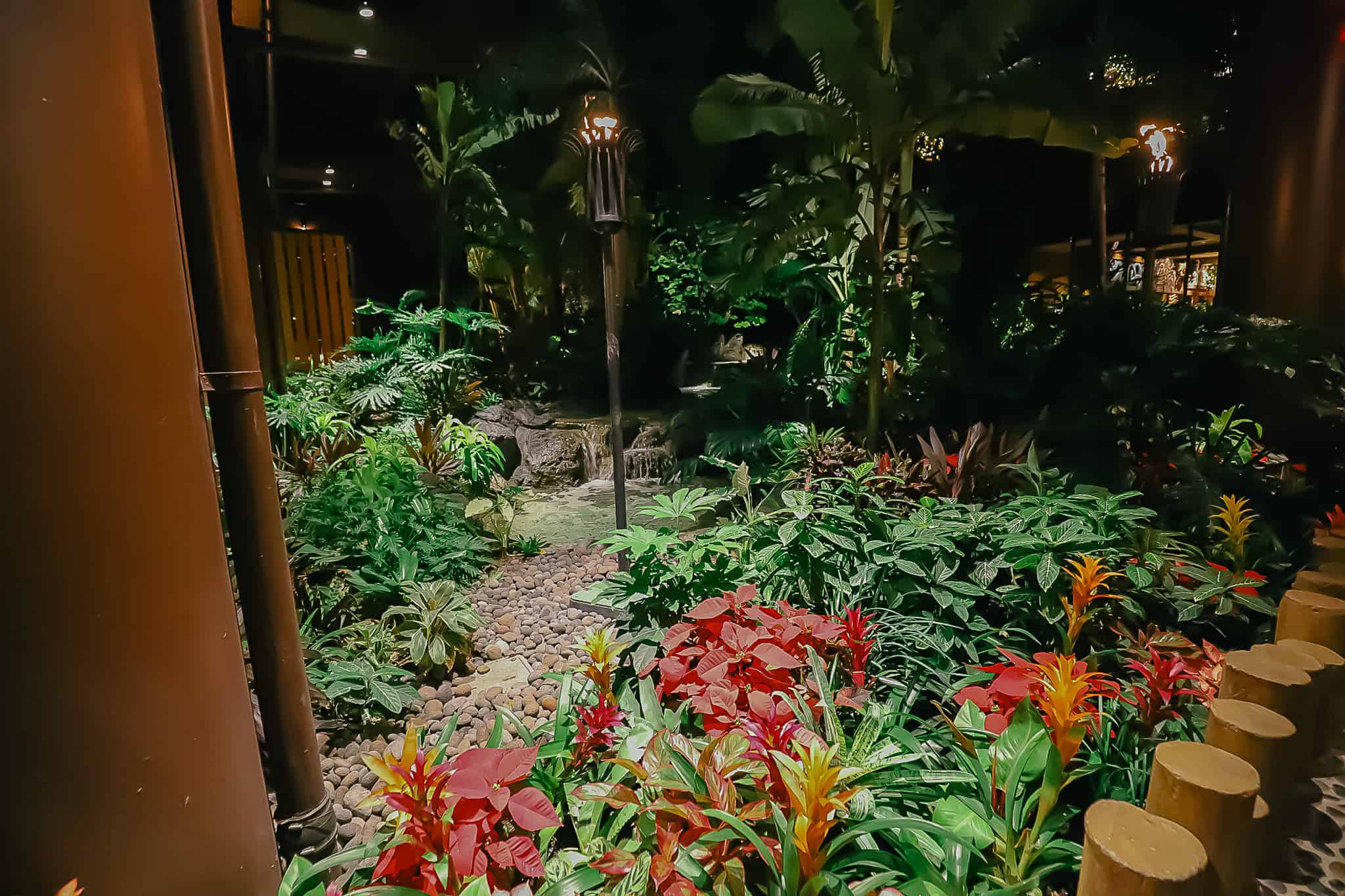 Orange Bromeliads and Red Poinsettias 