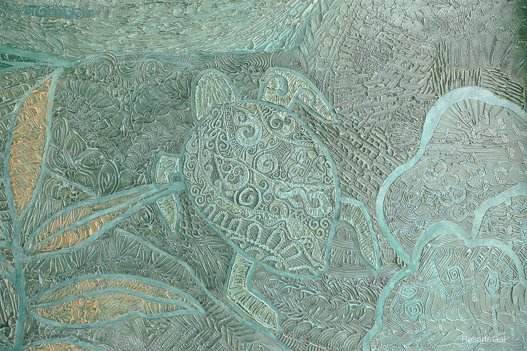a sea turtle in the mural
