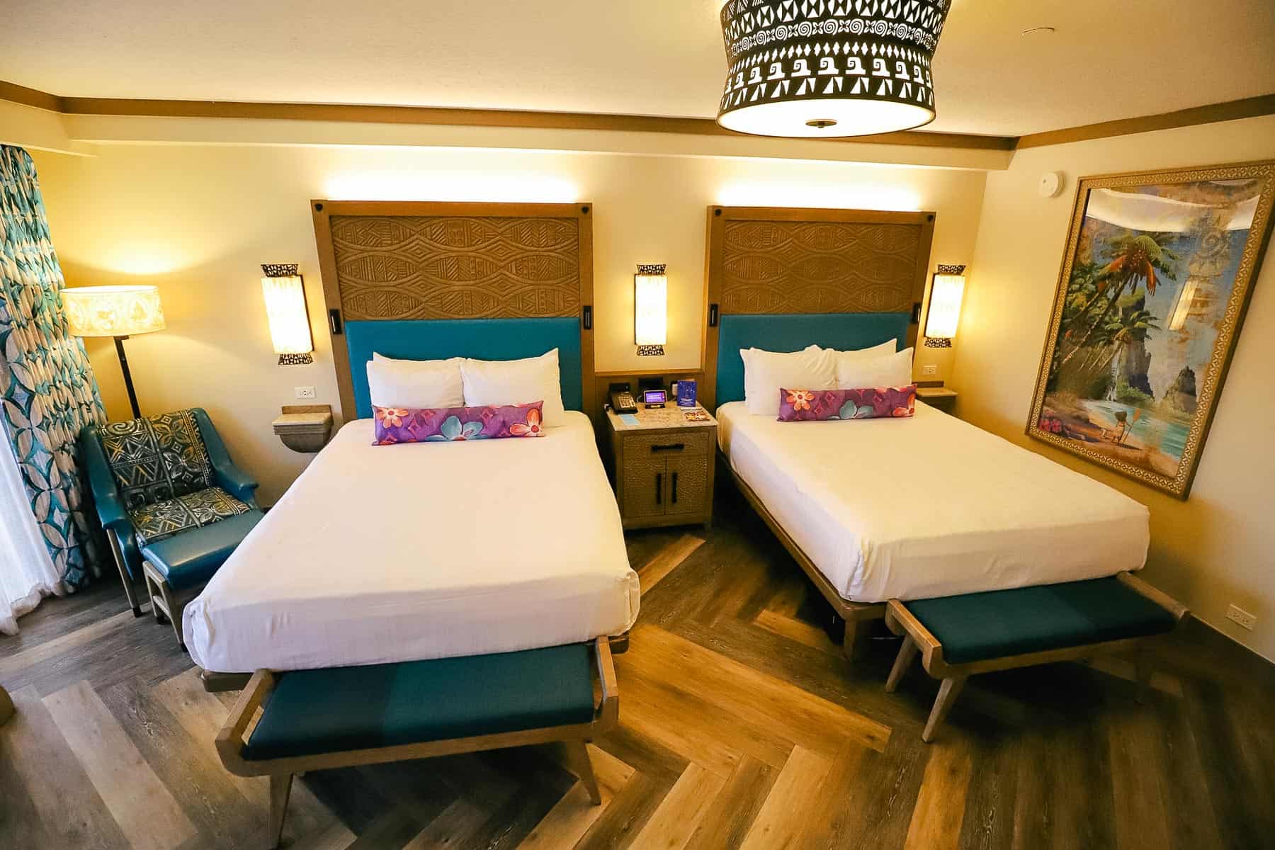 Standard guest room with two queen beds at Disney's Polynesian 
