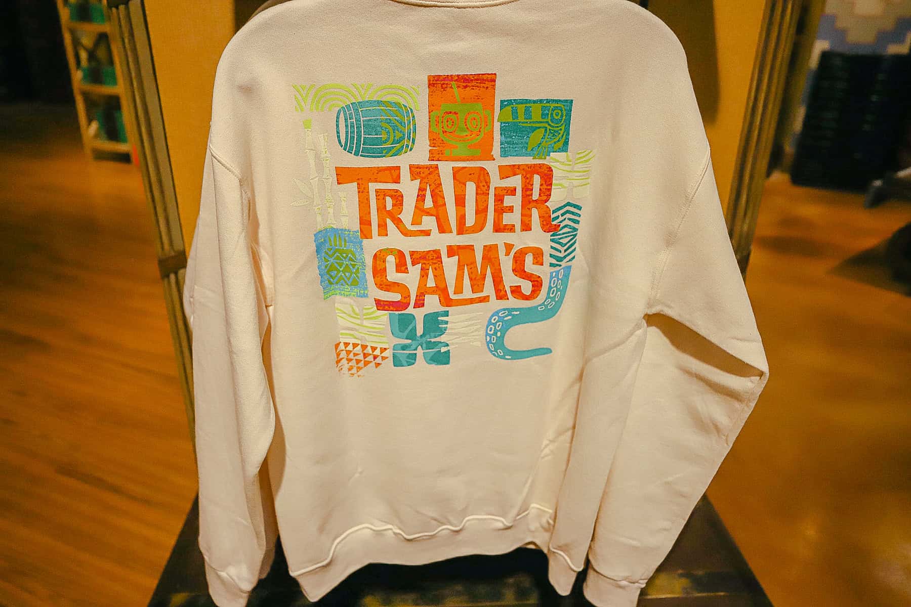 back of the Trader Sam's sweatshirt /i