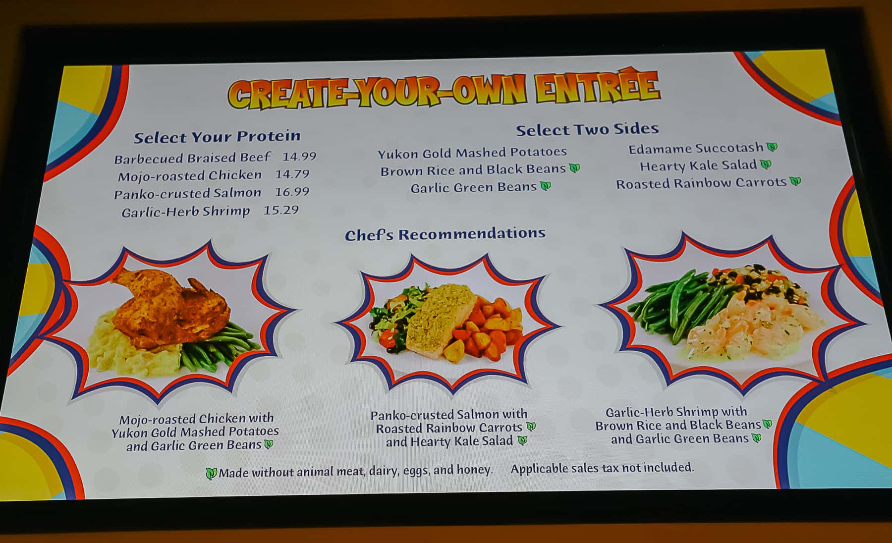 Create-your-own entree selections at the Pop Century food court 