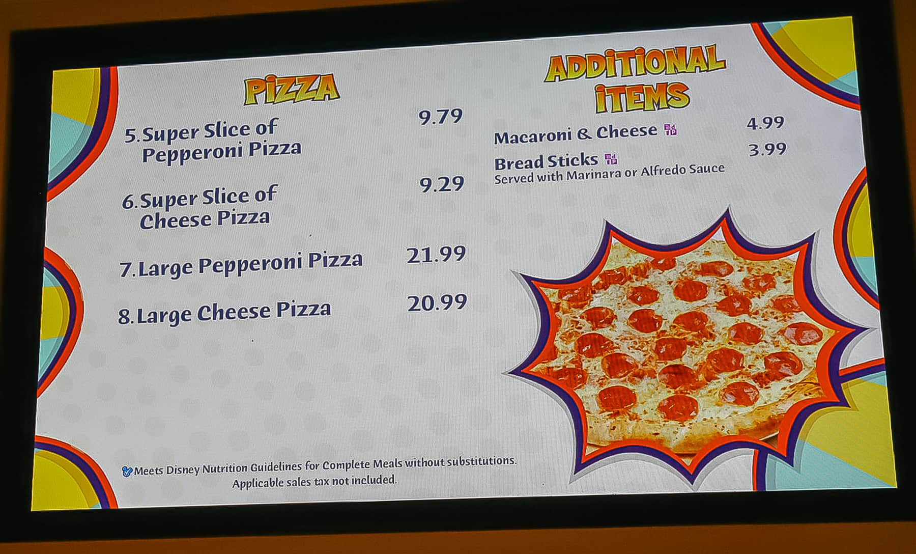the pizza menu at Everything Pop 