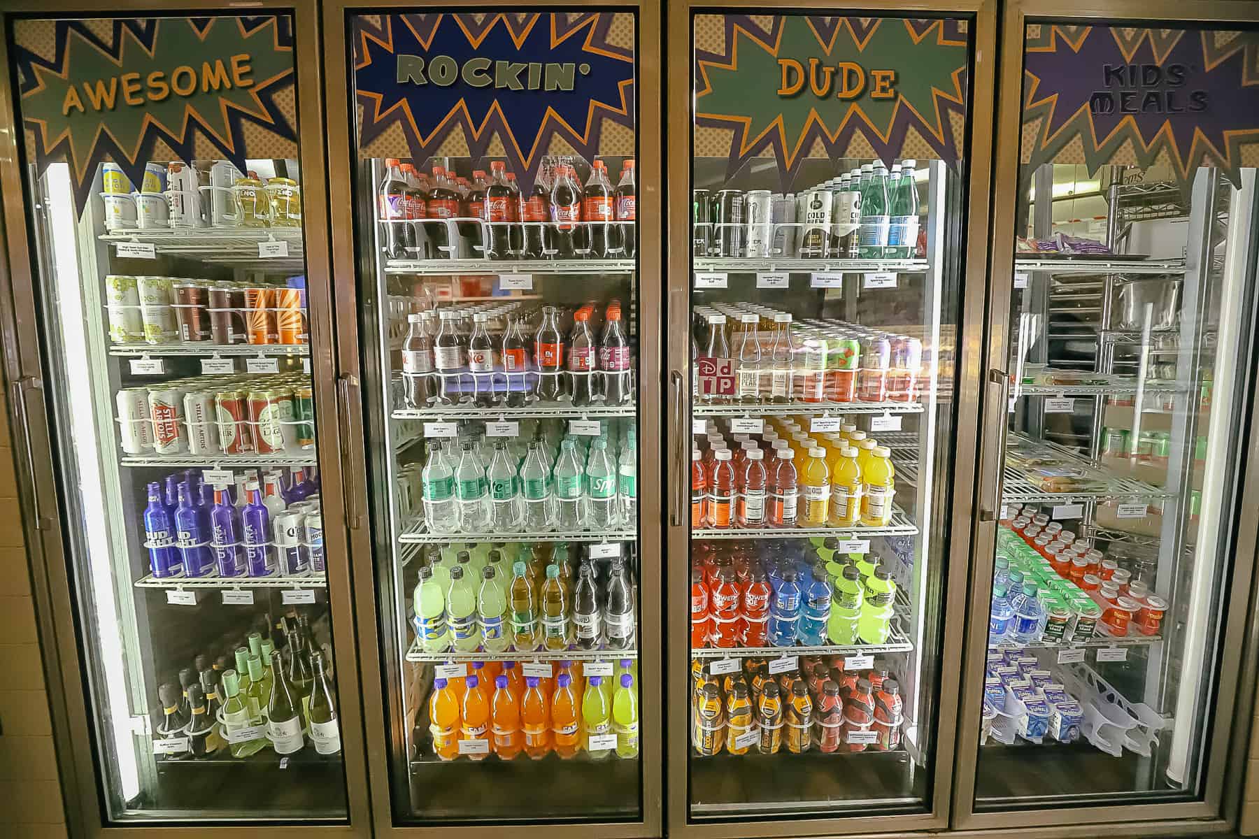 a refrigerated case with beverages 