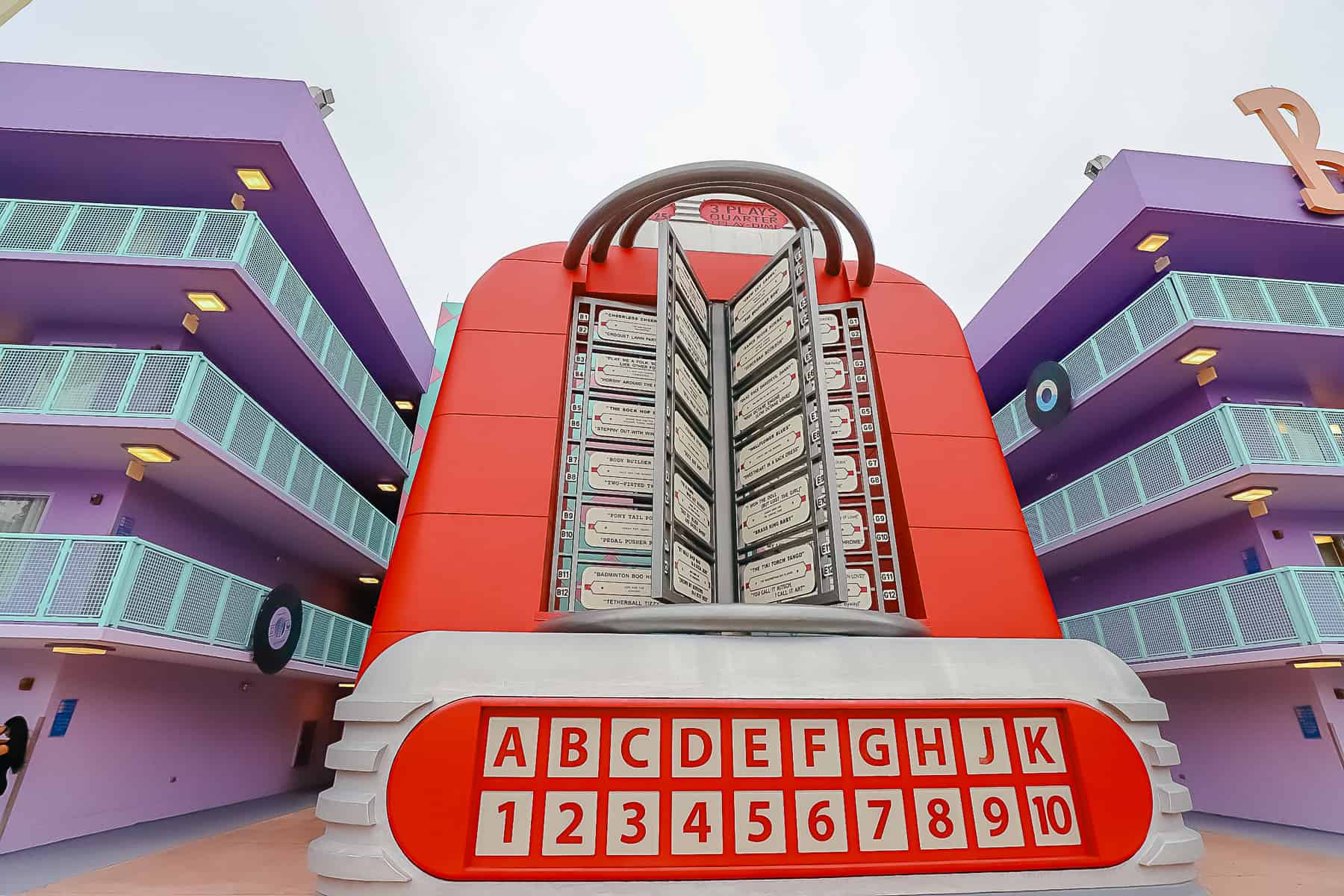 giant jukebox in the 50s courtyard Pop Century Resort 