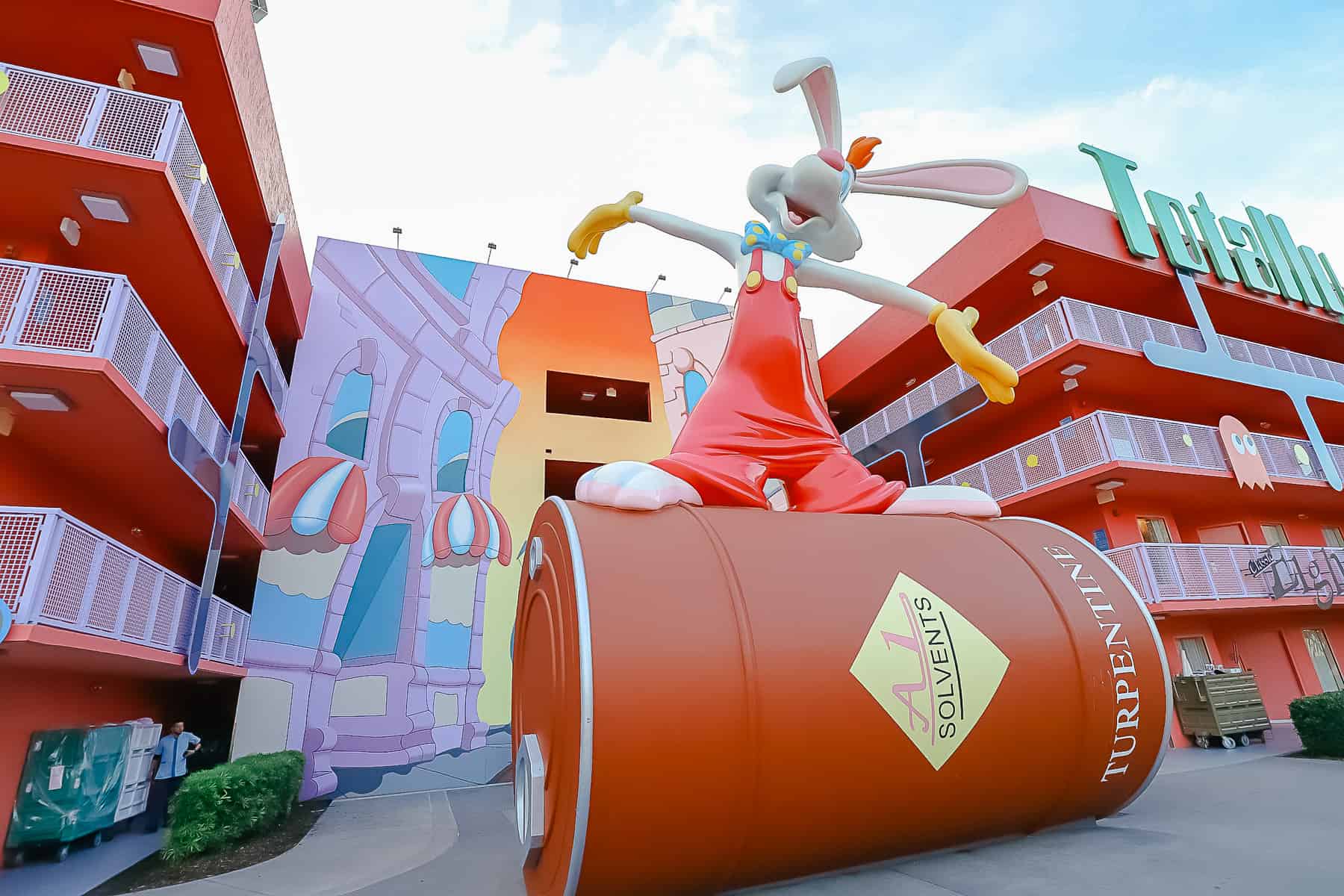 Roger Rabbit on a faux can of turpentine at Pop Century