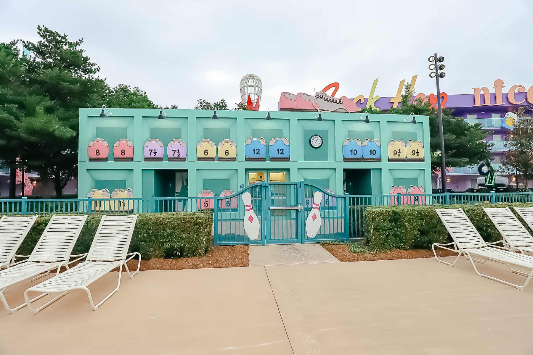 changing area and restrooms near a pool at Pop Century 