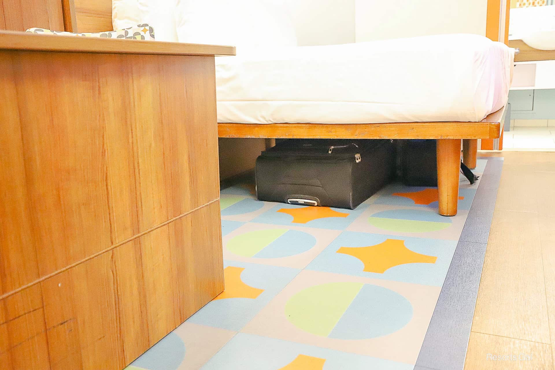 storage under the bed in Pop Century rooms 