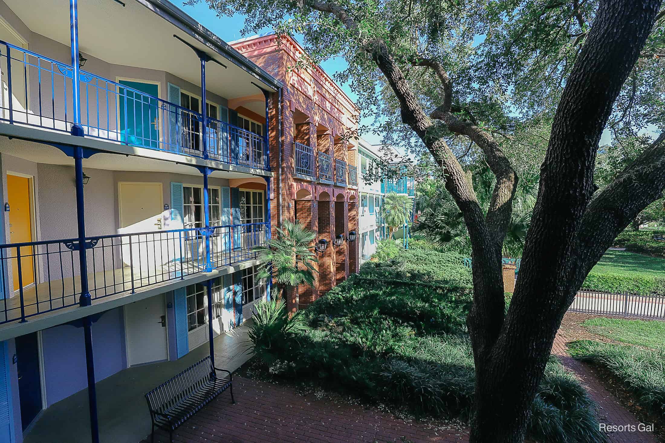 an extra photos of a building from the second floor balcony 