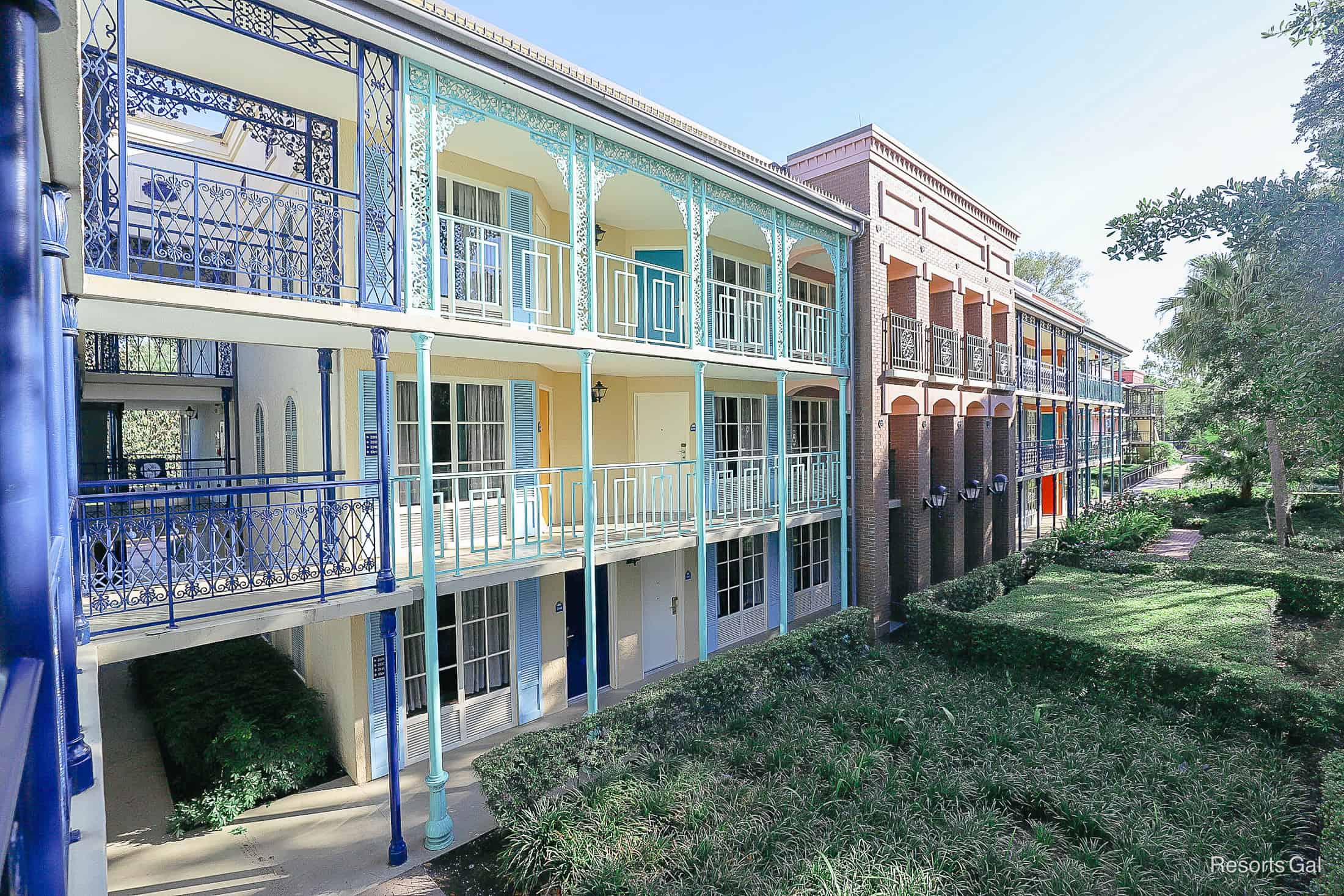 Port Orlean French Quarter scenic photo with buildings and landscaping 