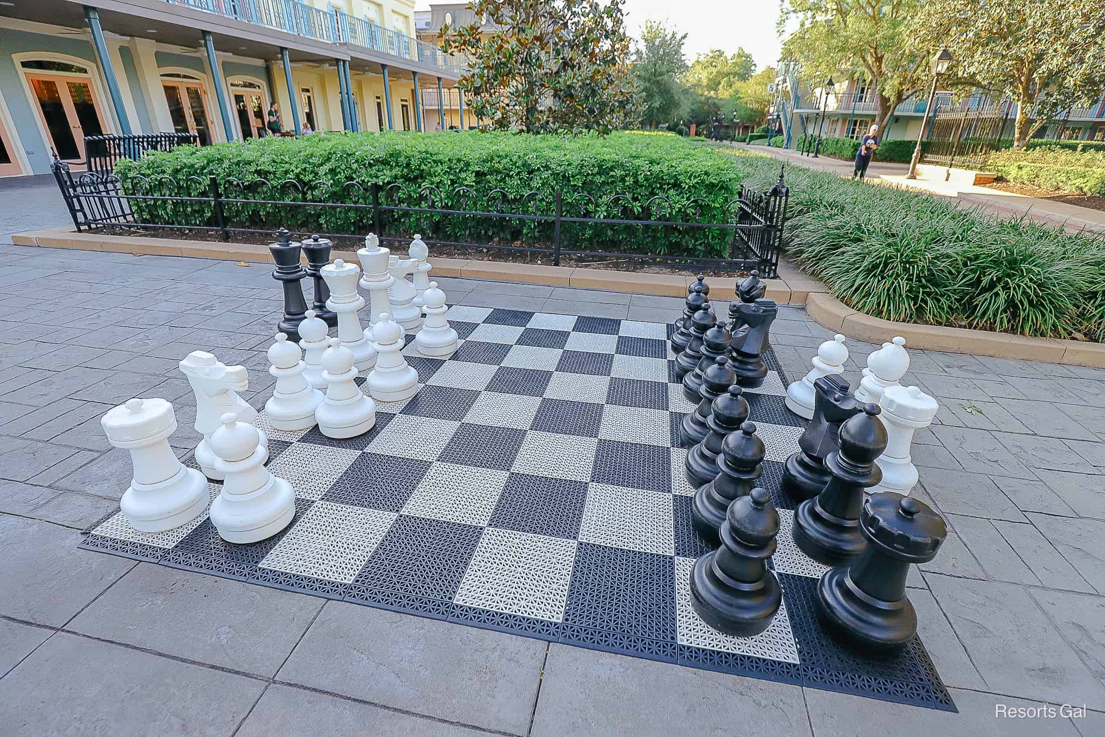an oversized outdoor chess set
