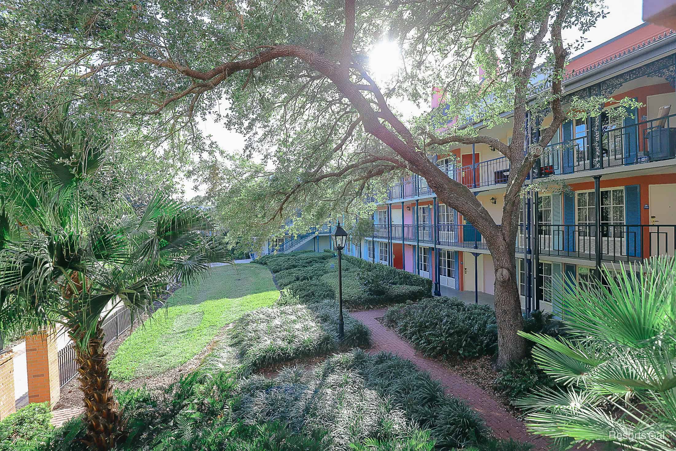 a pretty photo of a resort view from the second floor of building two at Port Orleans French Quarter 