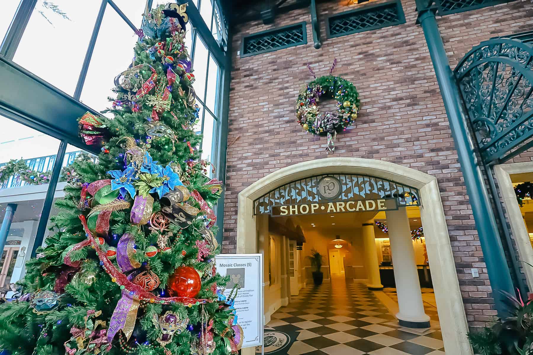 One of four Christmas trees in the lobby of Port Orleans French Quarter. 