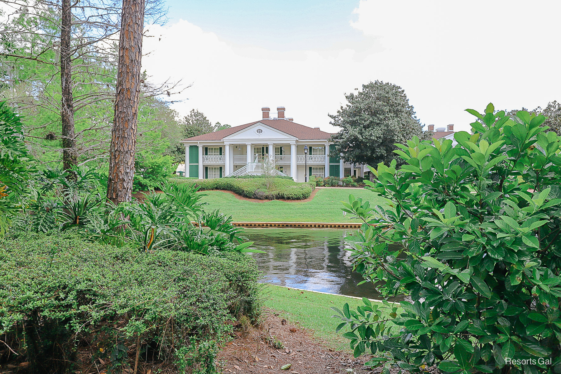 a view of Magnolia Terrace from across the river 