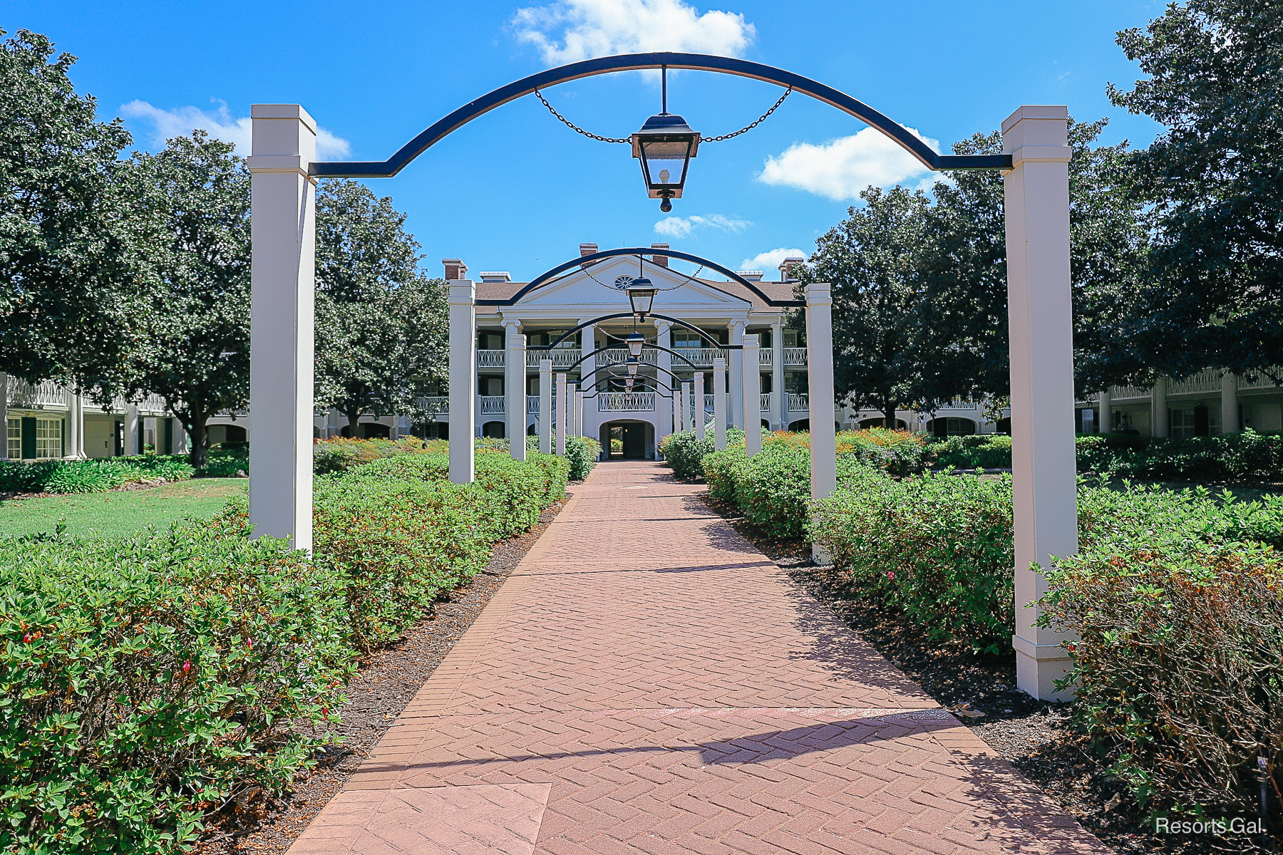a decorative walkway leading up to Magnolia Terrace 