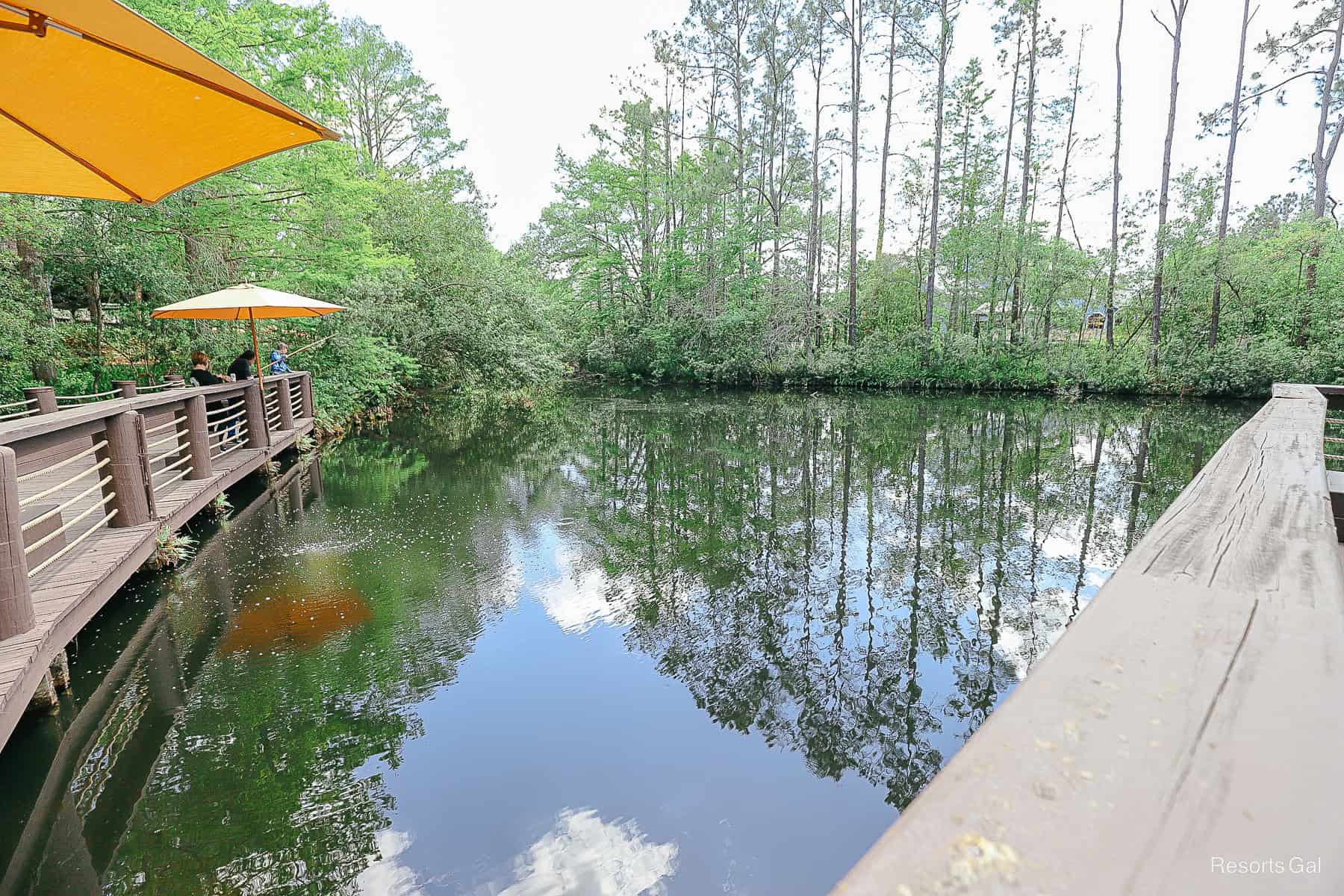 guests fishing at Port Orleans Riverside 