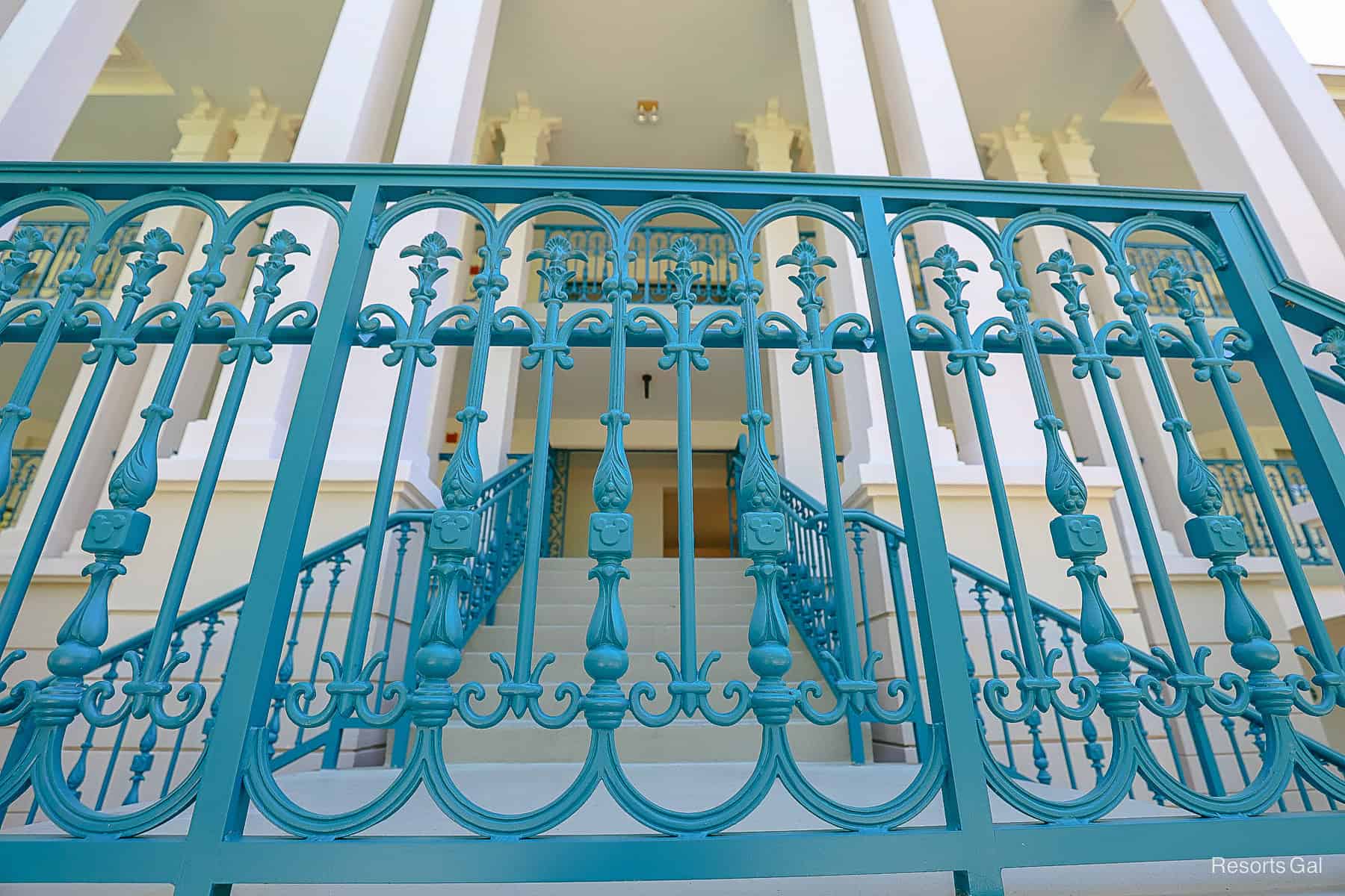 a close up of the railings with hidden Mickeys 