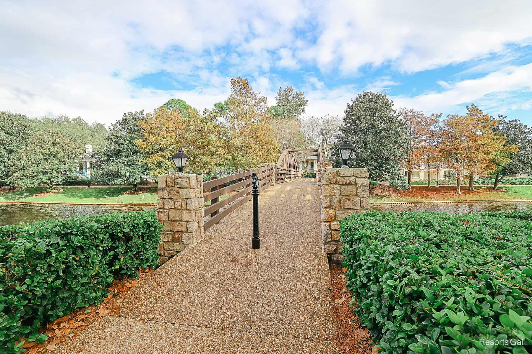 a bridge that connects Magnolia Bend to the rest of the resort 