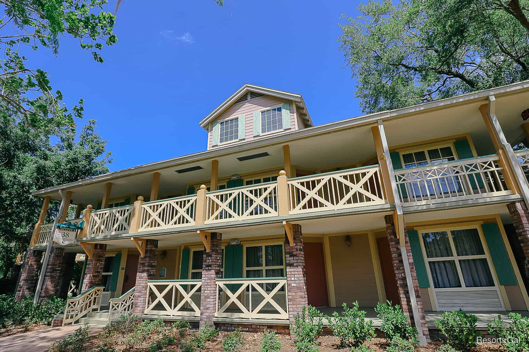 a two story resort building at Port Orleans Riverside 