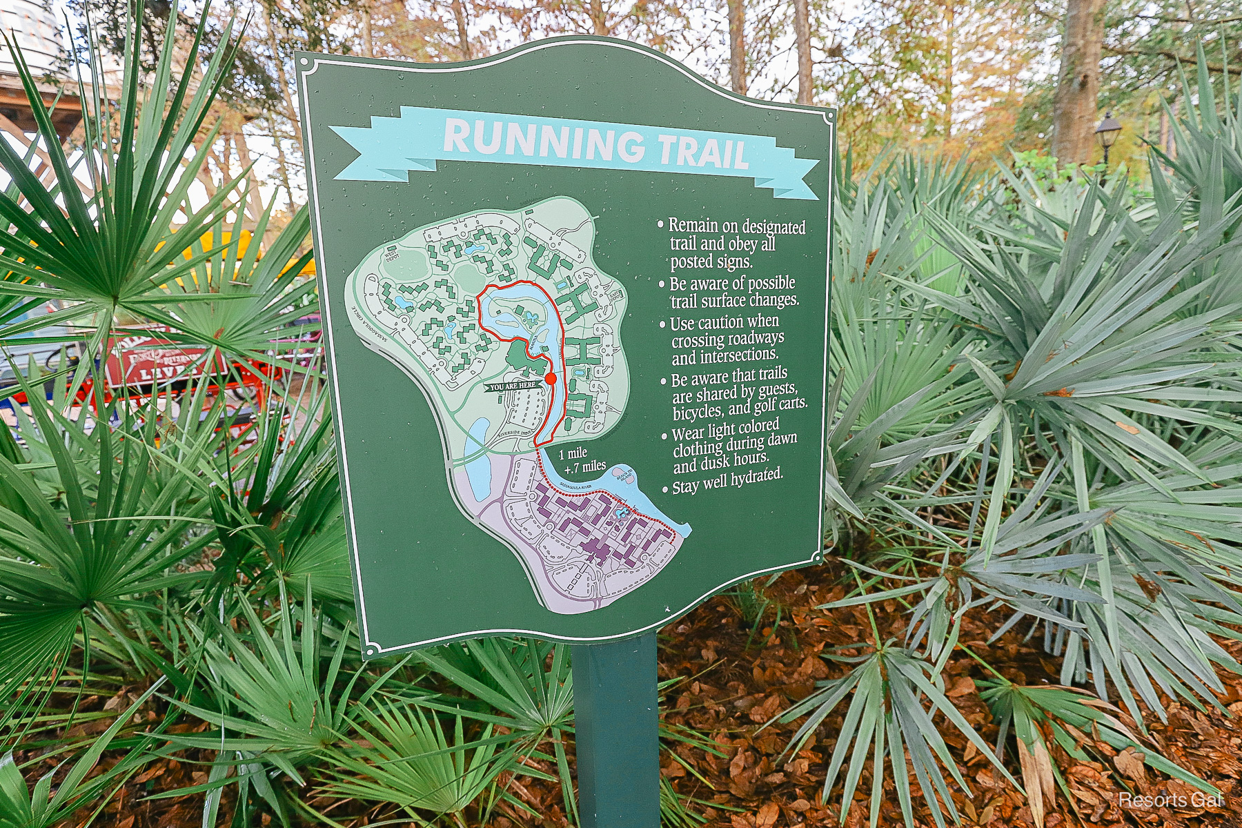 a map of the running trail at Port Orleans Riverside 